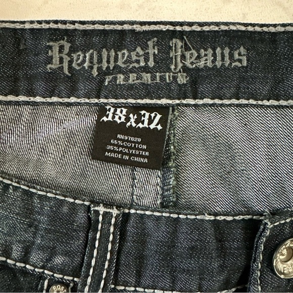 Request Mens Premium Denim Jeans 38x32 Heavy Stitching~5 Pocket - Picture 6 of 11